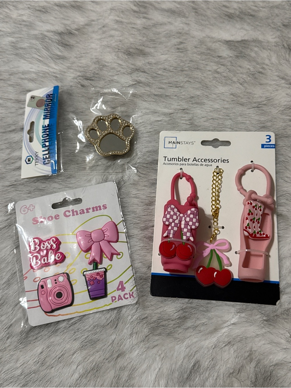 Mainstays Pink Cherry Tumbler Accessories - 3 Pack